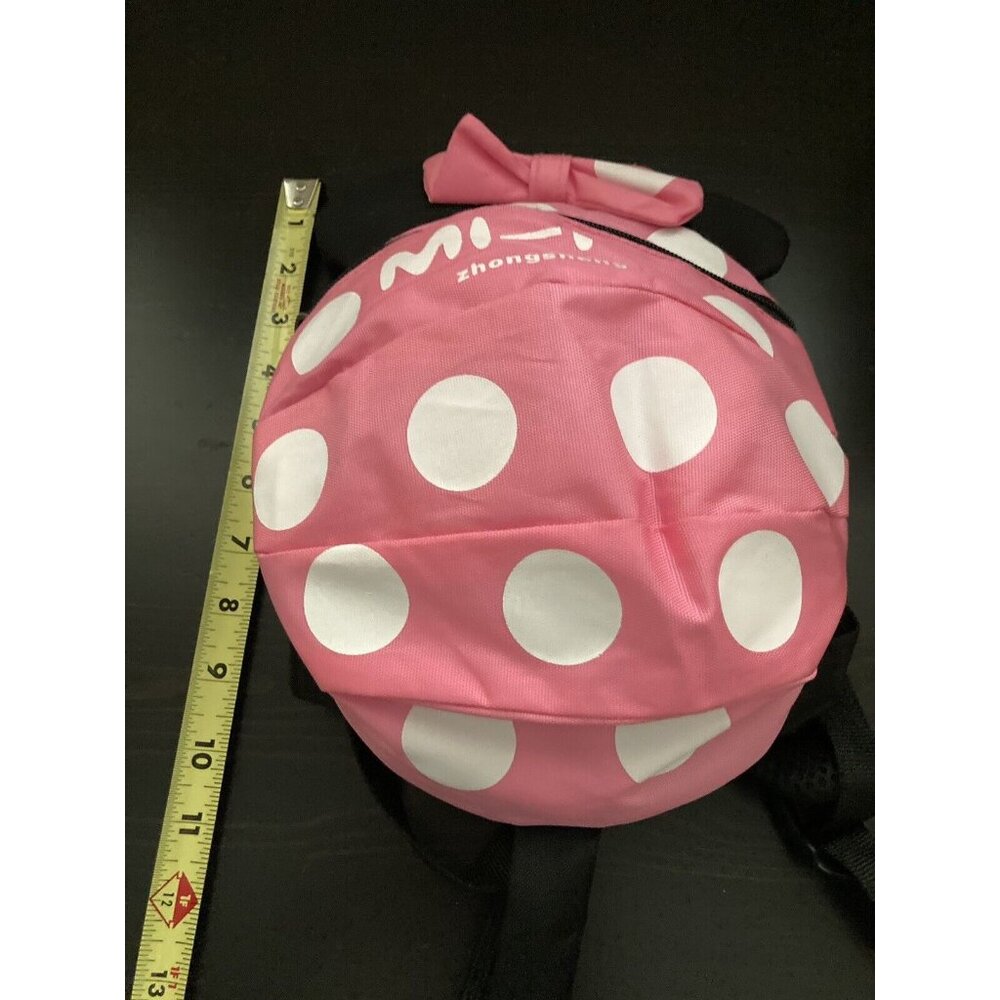 Mi-Ni Zhongsheng Mouse With Bow Girls Toddler Backpack Pink & White Polka Dots - Picture 7 of 7